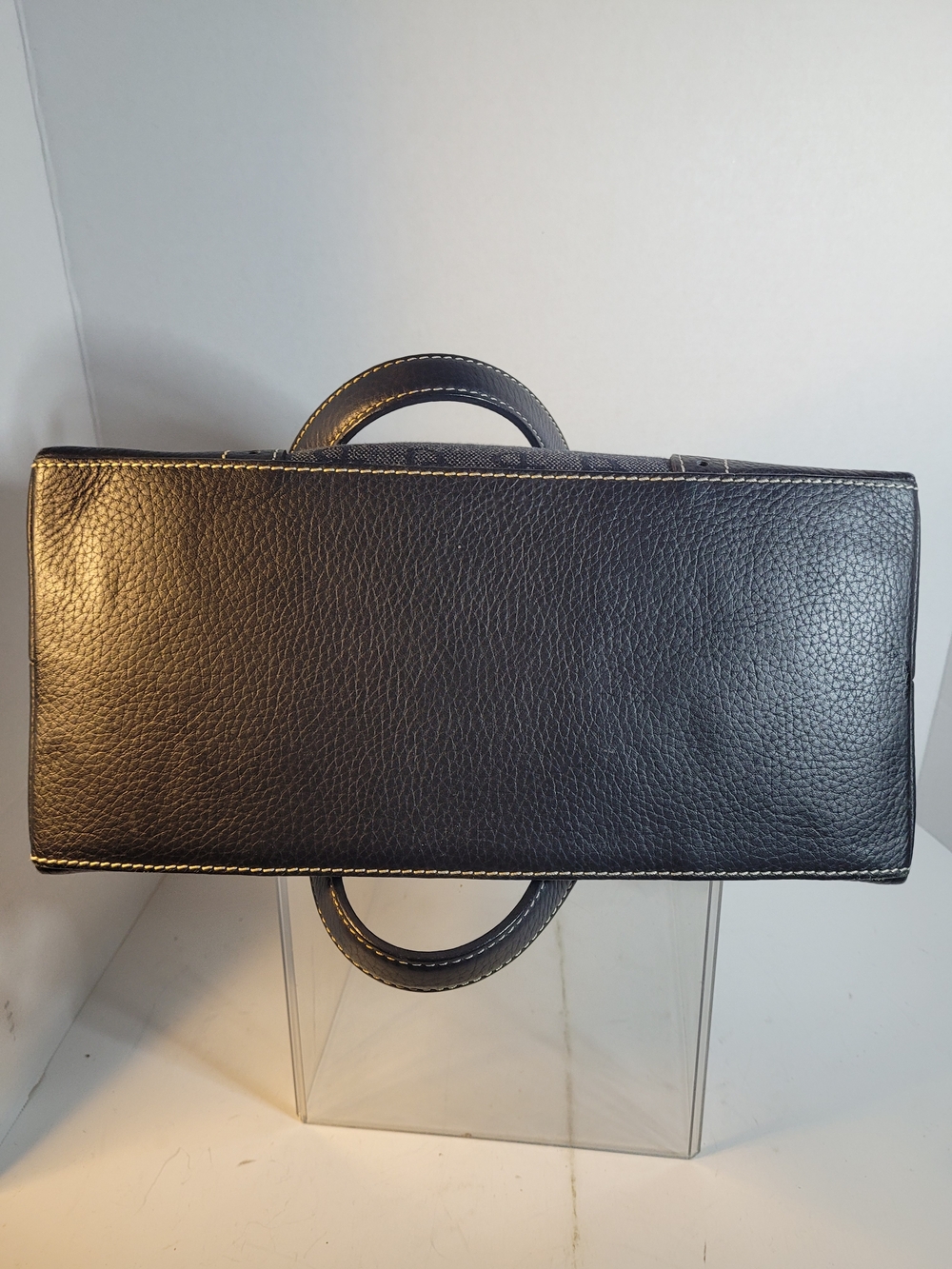 Dooney And Bourke Navy Blue Canvas And Leather Handbag Purse (Q) - Picture 5 of 9
